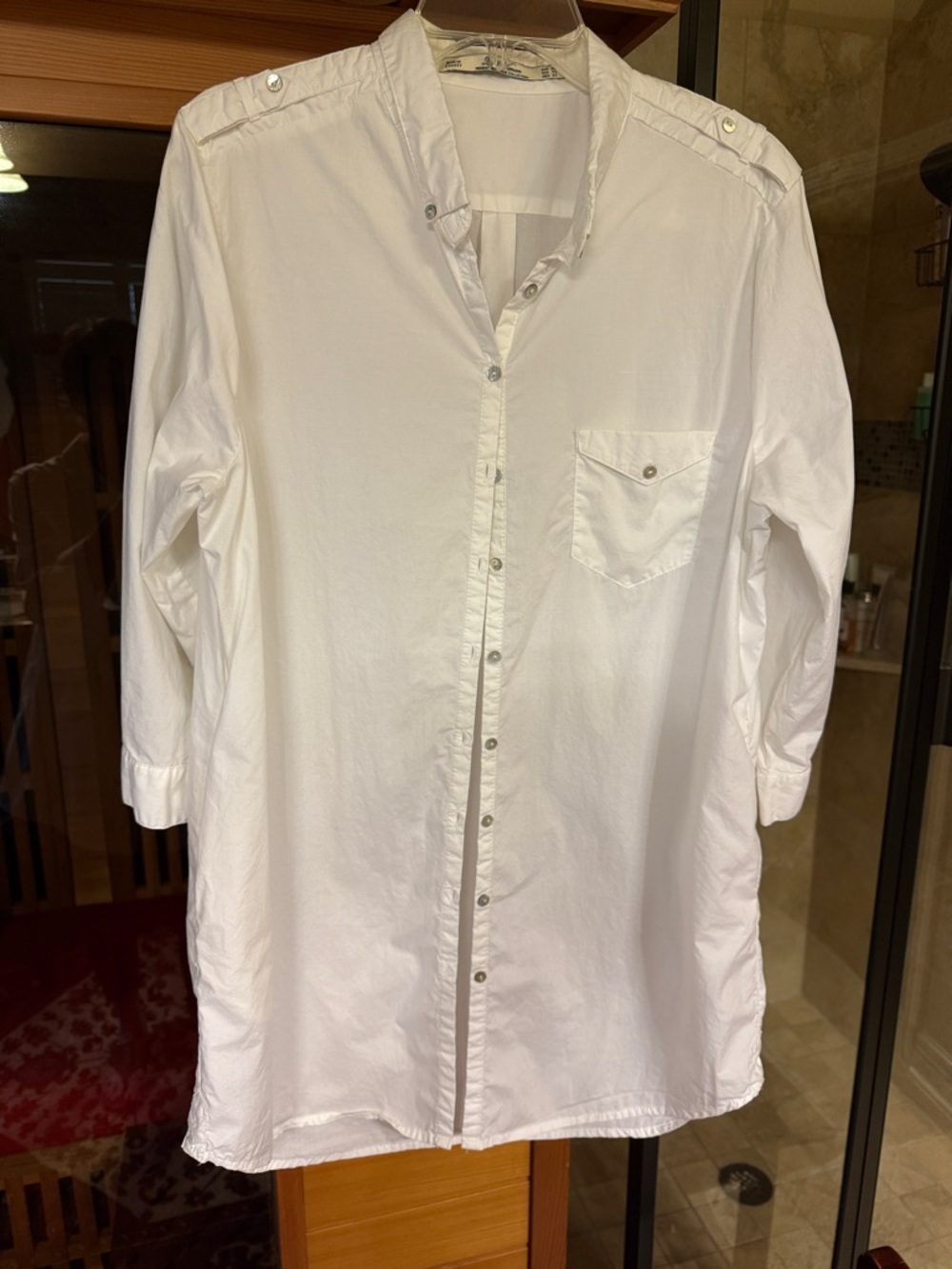 Zara White Button-Down Shirt Tunic